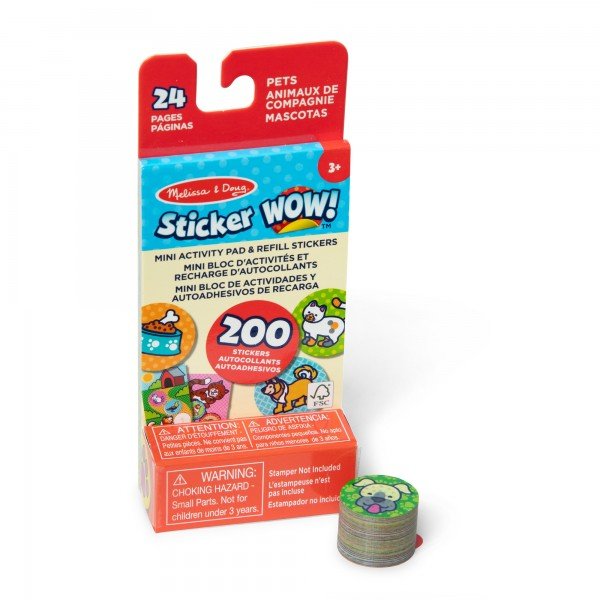 01 Melissa & Doug Sticker WOW! Pets - Mini Activity Pad & Refill Stickers (200+ Stickers, Stamper Not Included)