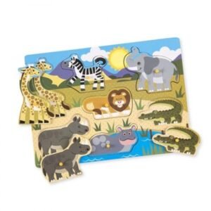 01 MELISSA & DOUG Safari Peg Puzzle - 7 Pieces