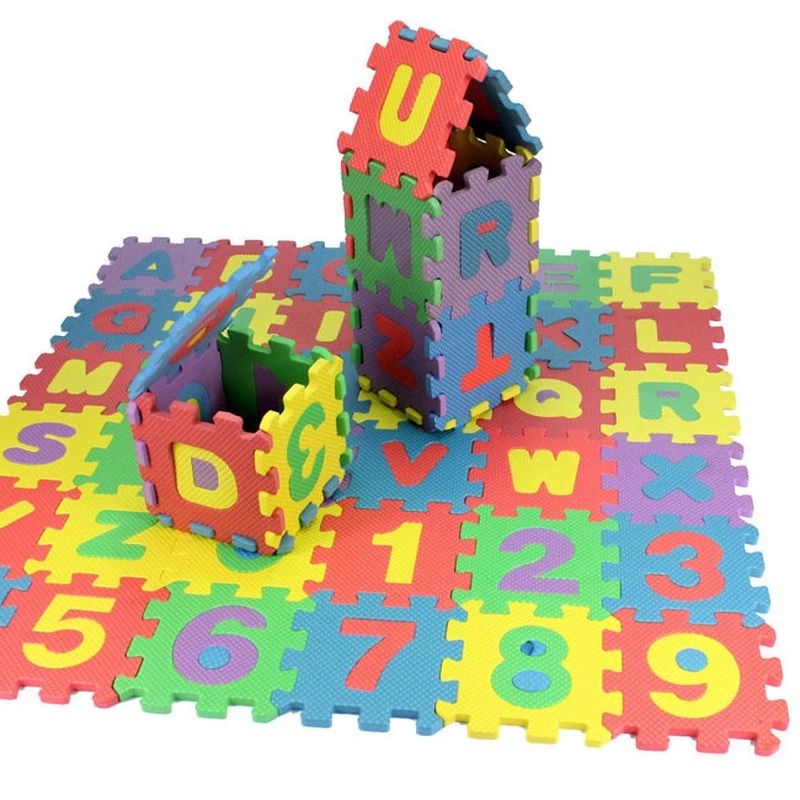36Pcs/set 5x5cm Cartoon English Alphabet Pattern Baby Crawling Mat/ EVA Learning Puzzle Toys for Kid/ Foam Yoga Letter Mats