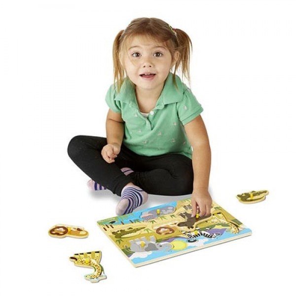 03 MELISSA & DOUG Safari Peg Puzzle - 7 Pieces